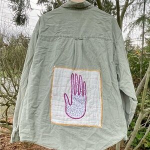 Green Jacket with Hand Patch Applique